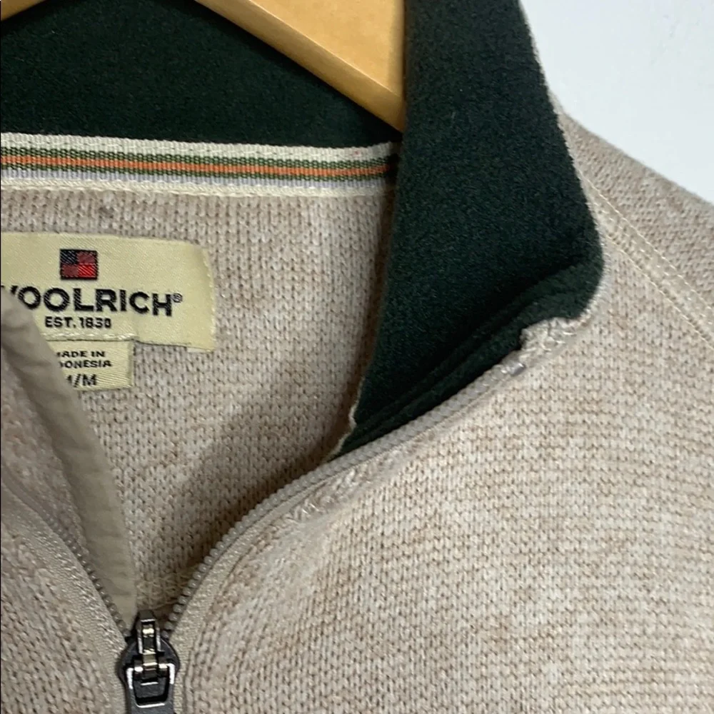 Woolrich Quarter Zip Sweater‎ Tan Size Medium